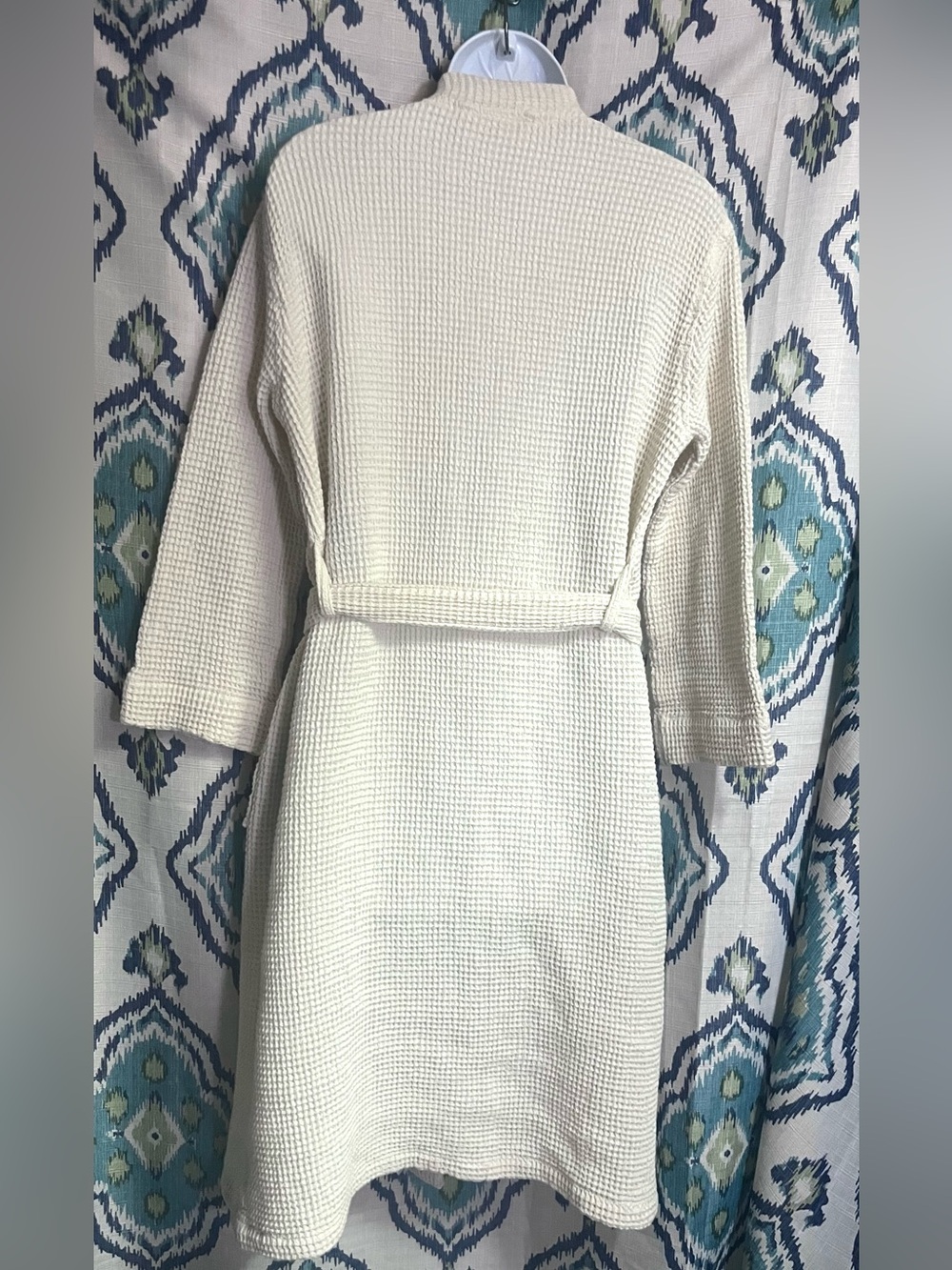 Coyuchi 100% Organic Cotton Waffle Long Robe Creamy/Off White XS/S - Picture 3 of 5